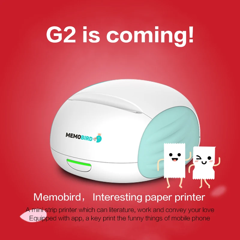 Портативный мини принтер MEMOBIRD G2 для печати штрих кодов беспроводной карманный