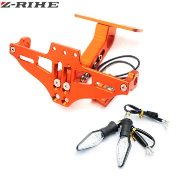 

Universal Motorcycle Multi-Angle Adjustable Aluminum License Plate Holder Stand with LED Turn Signal Indicators Flasher for ktm