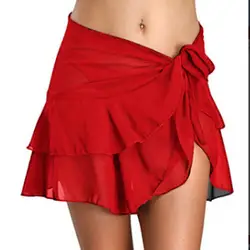 Морской плавательный сексуальный песчаный пляж милая летняя одежда шифоновая Мини-юбка с разрезом