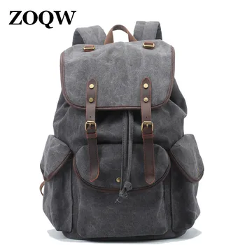 

2018 New Women and Men Casual Backpacks Vintage Canvas Travel Bags Backpack for School Man shoulders bag mochila ZOQW SW0354