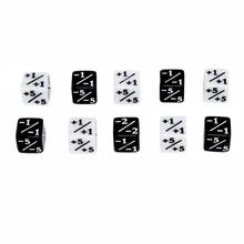 10x белые и черные игральные кости счетчики 5 положительных+ 1/+ 1 и 5 отрицательных-1/-1 для магических игр сборные вечерние настольные интересные кубики