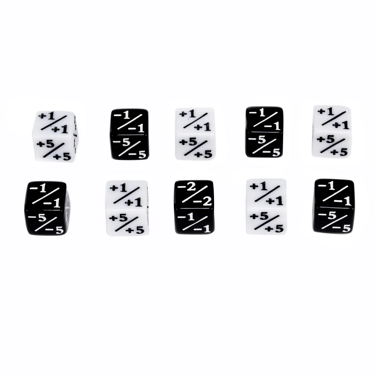 

10x White & Black Dice Counters 5 Positive +1/+1 & 5 Negative -1/-1 For Magic Games The Gathering Party Table Interesting Dices