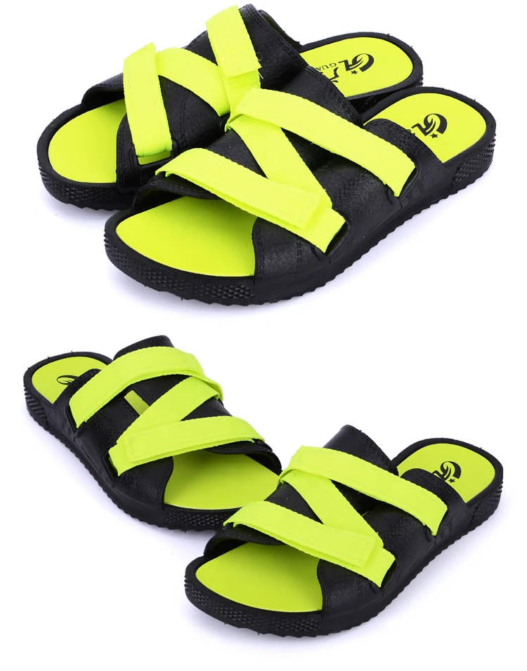 EXCARGO/мужские тапочки с крестиками, флуоресцентная зеленая летняя обувь, праздничные пляжные шлепанцы для мужчин, Тапочки без шнуровки, обувь на плоской подошве
