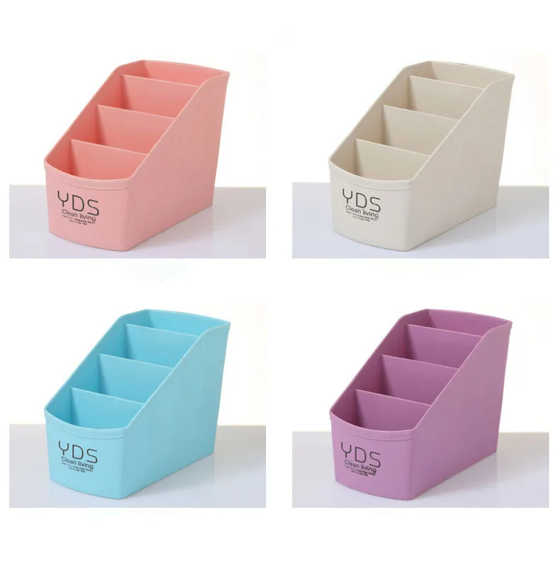 

1PC Multifunctional Desk Organizer 4 Hole Desktop Storage Box Case Pen Pencil Holder Plastic Cosmetics Make Up Organizer OK 0214