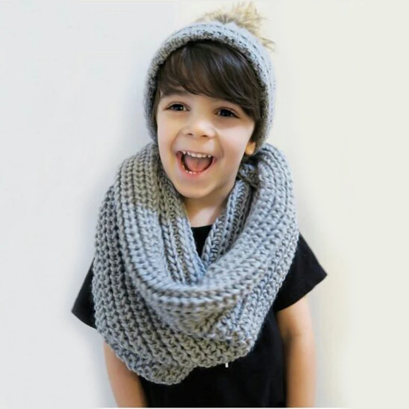 Autumn Winter Baby Hats Cap Scarf Kids Baby Winter Warm Beanie Children Kid Boys and Girl Hat Scarf+Cap One Set 3 Colors
