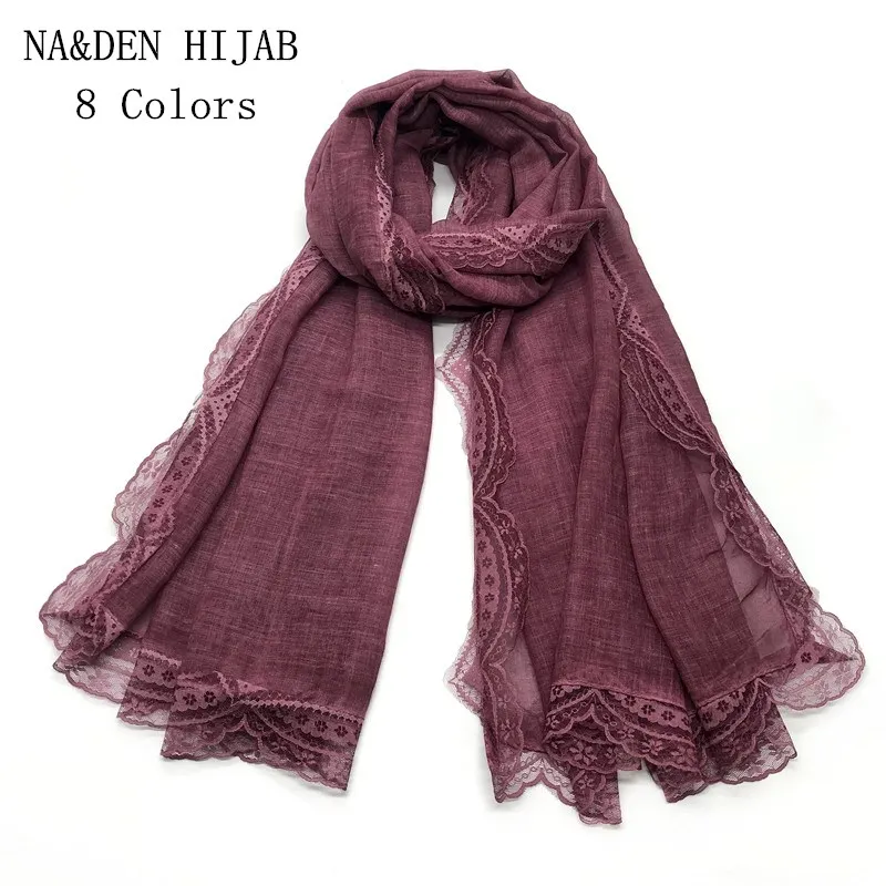 

1PC New Lace hijab scarf Solid scarves shawls fringe brand luxury muslim hijabs vintage muffler foulard 8 colors Christmas lot