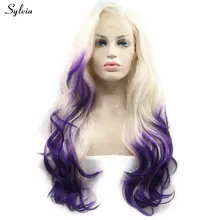 Sylvia парик русалки, блонд, Омбре, фиолетовый/темно-фиолетовый, объемная волна, синтетические парики на кружеве, жаростойкие женские парики для волос, вечерние