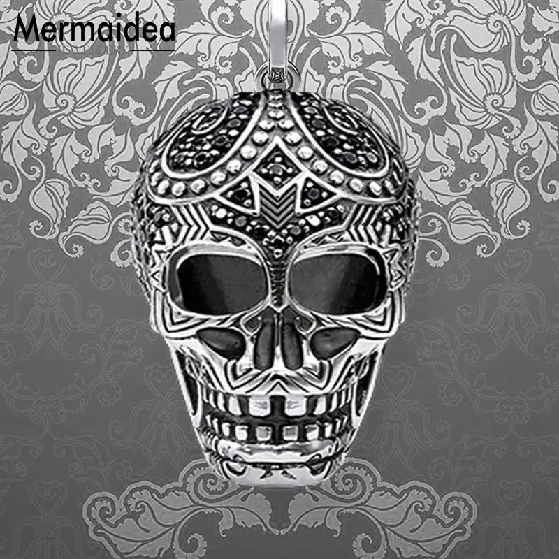

Maori Skull Pendants Fashion Jewelry 925 Sterling Silver Blackened Ethnic Gift For Women Men Boy Girls Fit Necklace 2019 New