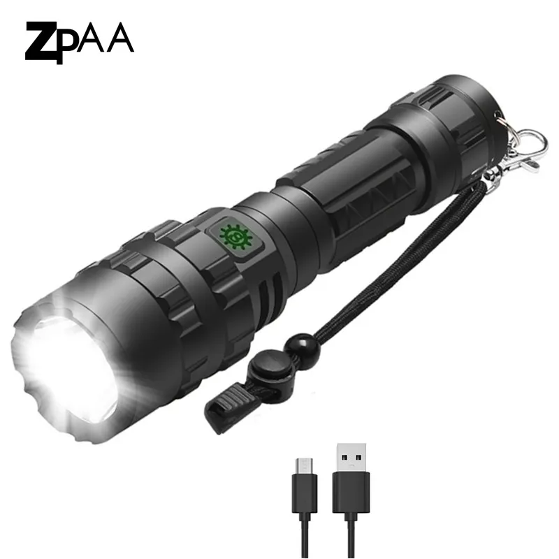 

USB LED L2 Flashlight Lanterna 18650 Tactical Torch Linterna 5 Modes 8000 Lumens Portable Light for Travel,Camping,Car,Fishing
