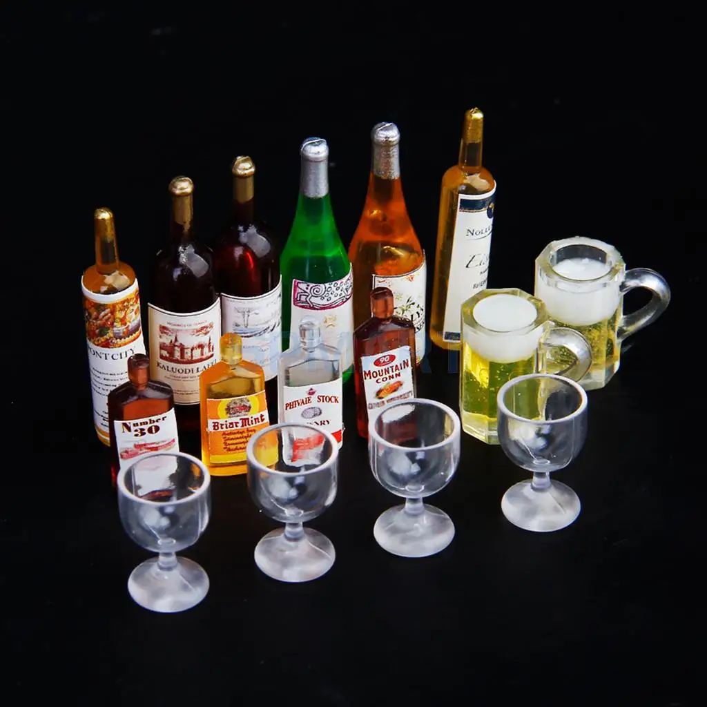 Новинка 2015 новинка 12 шт. бутылки для вина виски бокалы пивные чашки кукольный