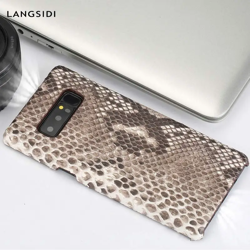 

LANGSIDI Genuine Leather Case for Samsung S8 Luxury Real Python Snake Leather Handmade Craft Custom Back Cover