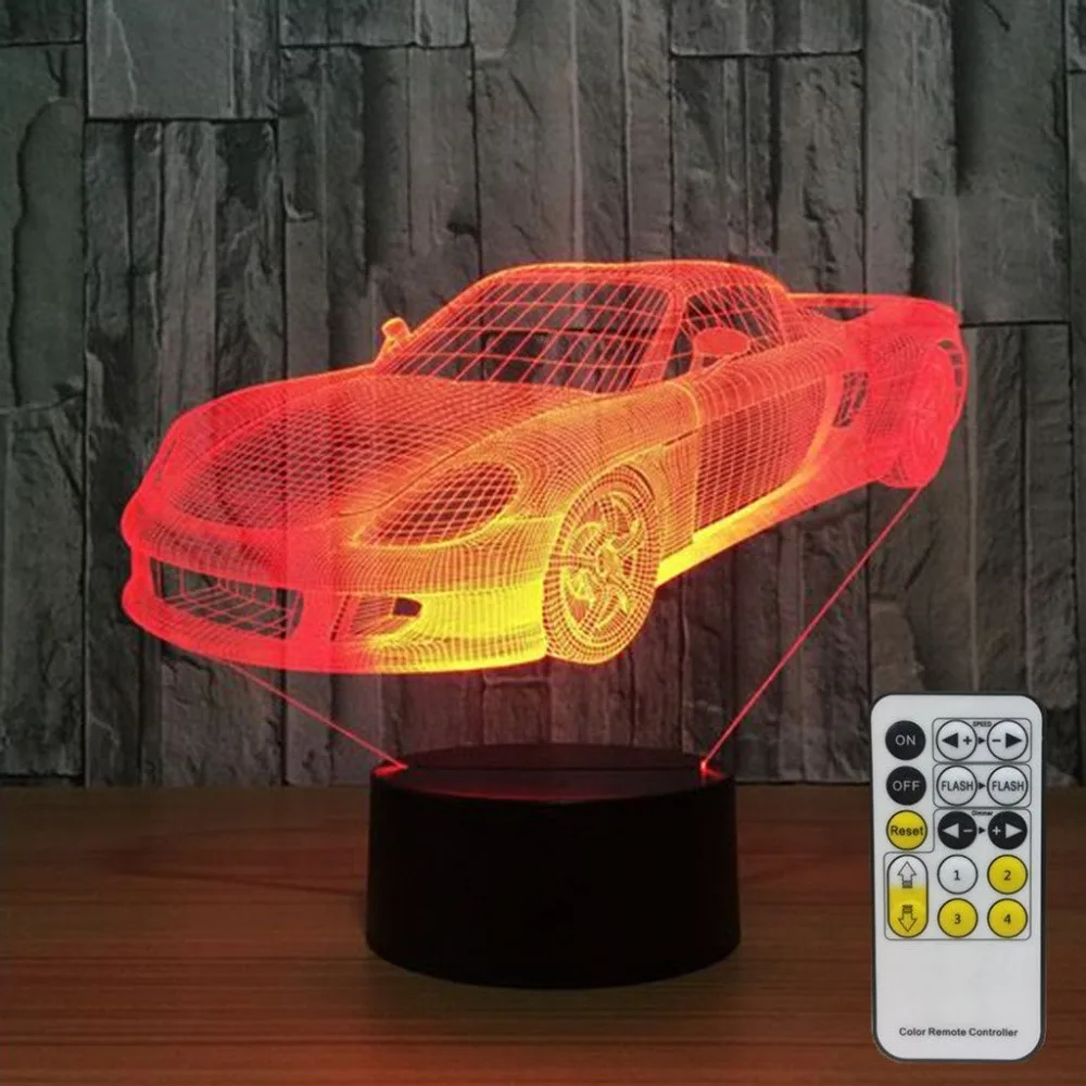 Remote Sports Cool Car 3D Night Light LED Vision Stereo Acrylic Panel