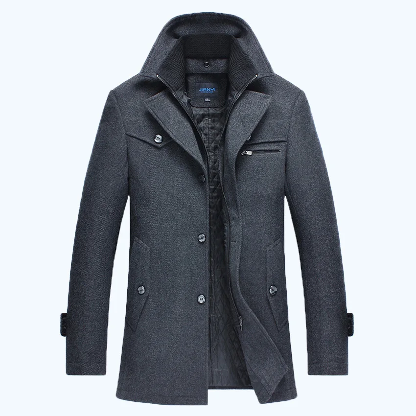 Новое осенне-зимнее мужское модное Брендовое длинное Брендовое Мужское пальто из хлопка, толстое шерстяное пальто 158 - Цвет: gray