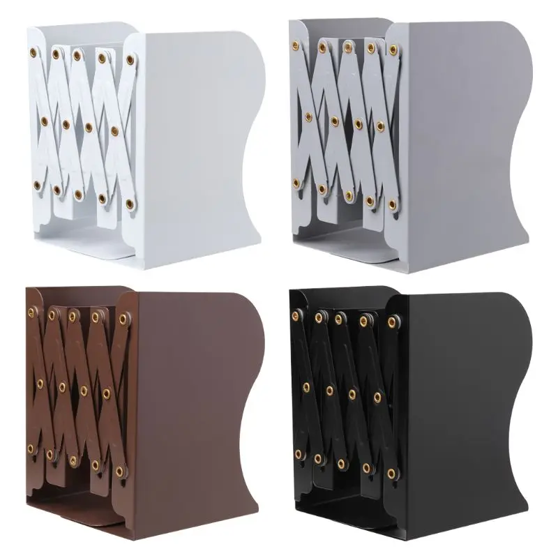 cheap Extension Adjustable Metal Bookends Heavy Duty Book Desktop File Folder Retractable Stand Bookshelf Rack Holder