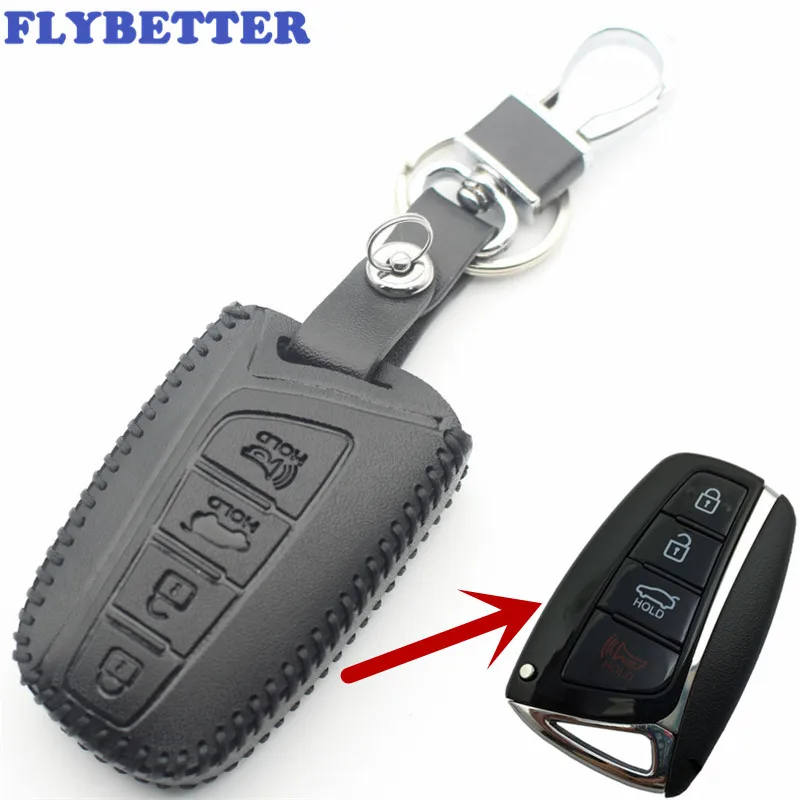 Смарт чехол FLYBETTER из натуральной кожи с 4 кнопками для Hyundai SantaFe/Equus/Azera/Genesis