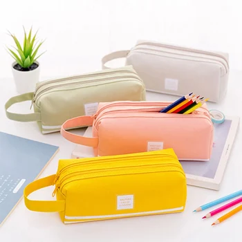 

Canvas Pencil Bag Student Stationary Portable Penalties School Tools For Kids Children Zipper Pencil Case School Supplies