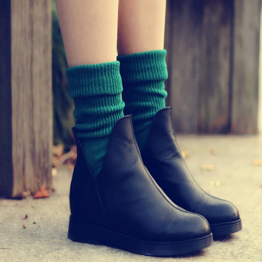 [COSPLACOOL] Японский Харадзюку мода конфеты цвет ретро носки без пятки для женщин осень зима толстые теплые хлопковые носки calcetines mujer