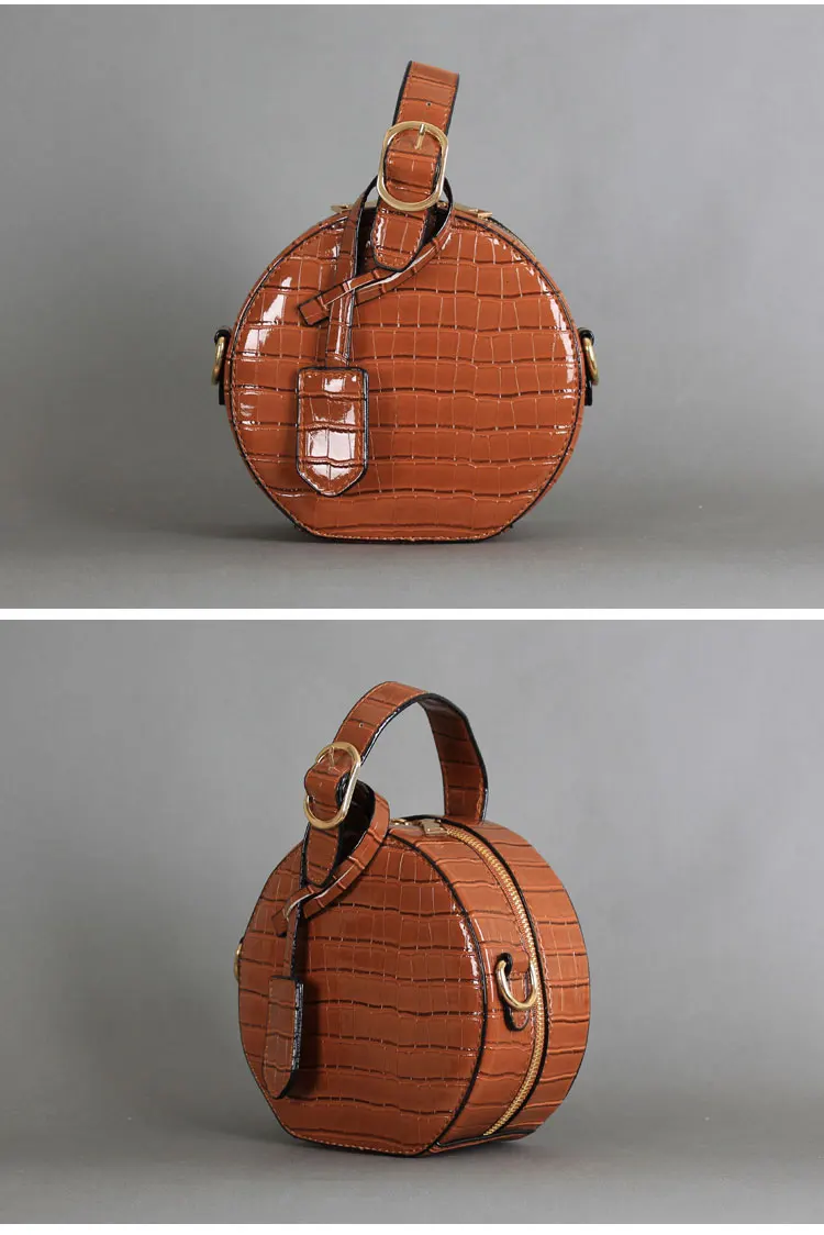 NIGEDU vintage Circular Women Handbags Famous Brand Crocodile Tote Bag  Alligator Ladies Chain Crossbody Bags PU Leather girls Messenger Bags (1)