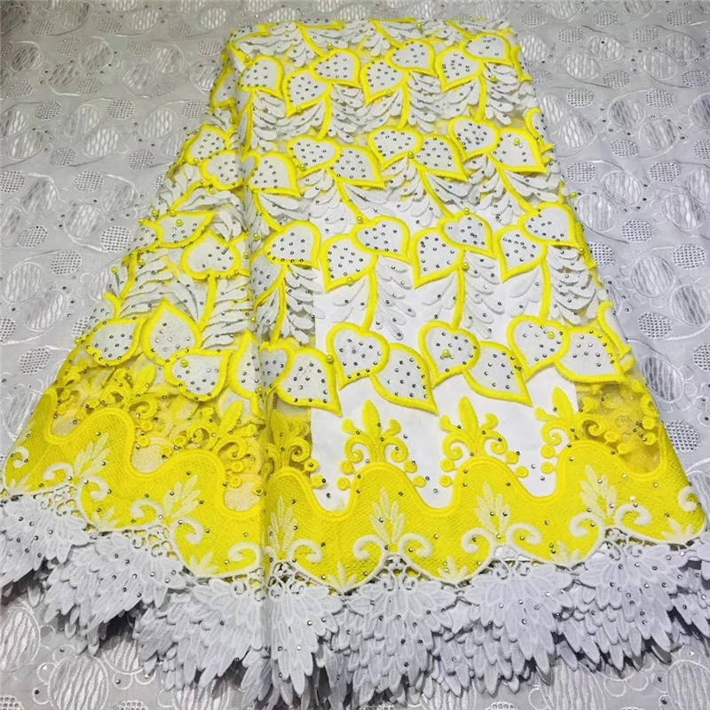 Tollola Yellow Latest French Nigerian Laces Fabric High Quality Tulle African Wedding Lace | Дом и сад