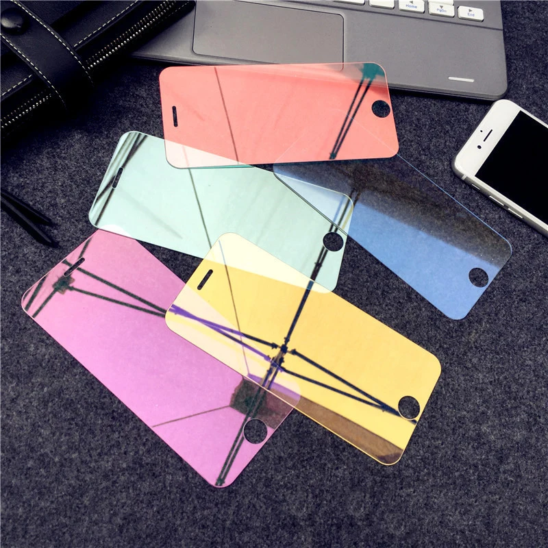 

Tempered Glass For iPhone 7 8 Plus Screen Protector Color Mirror Effect Protective Film For iPhone 6 6S 7 8 Plus X XR XS Max