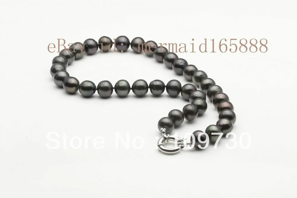 

Jewelry 00374 Sets Black 10-11mm Akoya Cultured Pearls Necklace/Bracelets 18"8