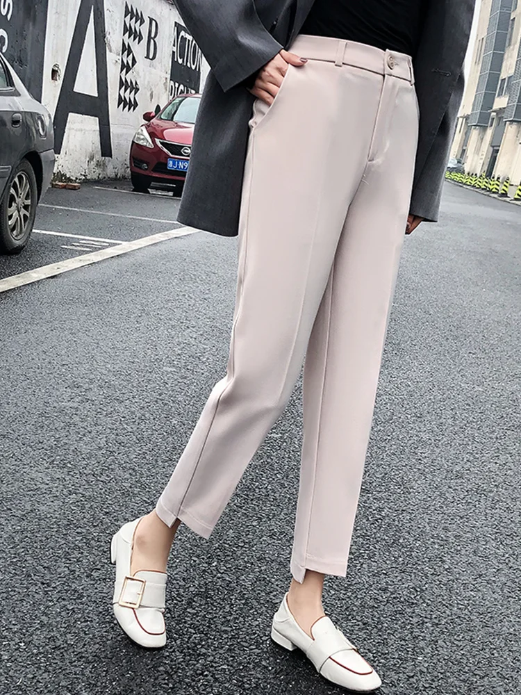 

JUJULAND 2019 Spring Summer New Ladies Korean Black Pencil Pants Breathable Thin Casual Pencil Pants Simple Trousers For Women