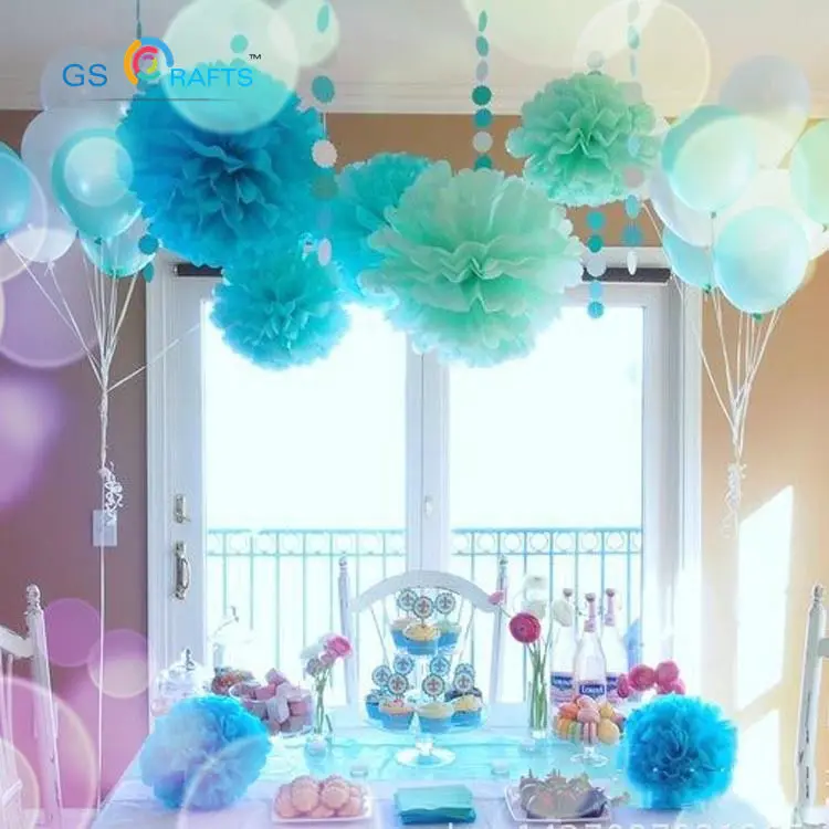 30pcs 4″ 6″ 8″(10cm 15cm 20cm) Tissue Paper Pom Poms Colorful Flower Kissing Pompom Balls for Wedding party home Decoration
