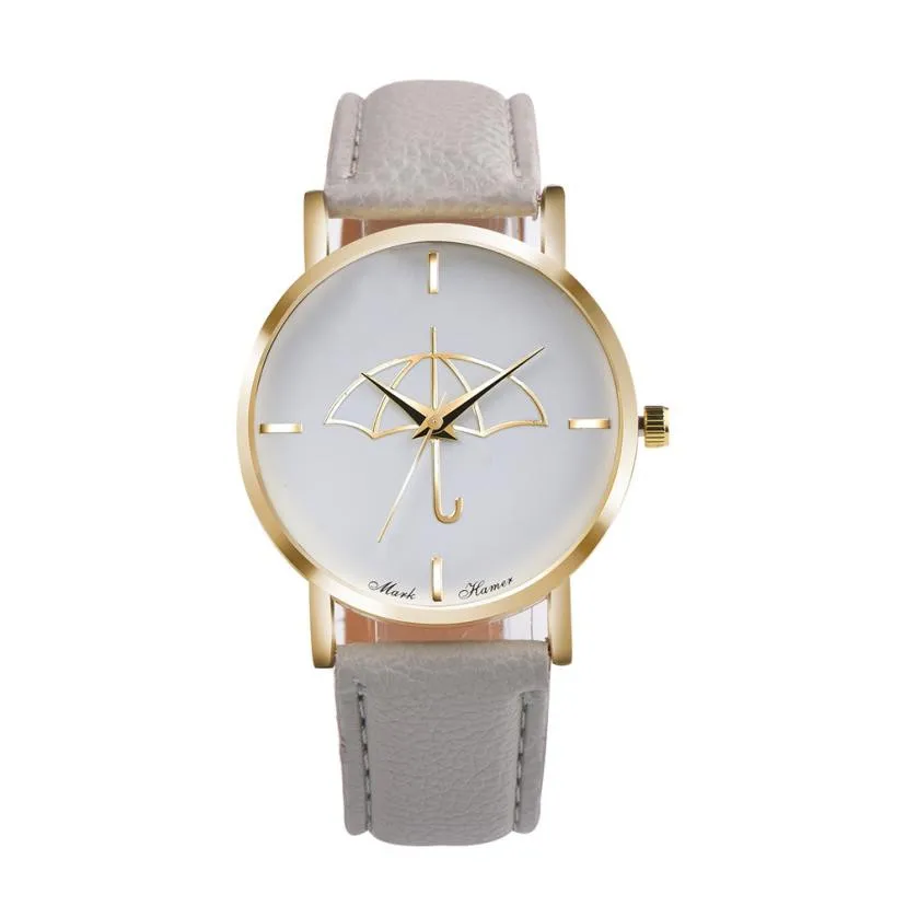 

Famale Clock Women Fashion Umbrella Pattern Dial Quartz Watches Relogio Feminino Ladies PU Leather Analog Wrist Watch Reloj #ZYL