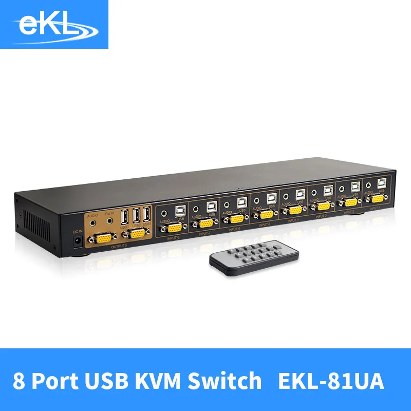 EKL 8 Port USB KVM Switch Manual Key Press and Infrared