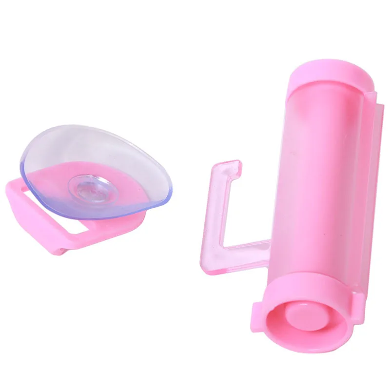 Пластиковые Крючки для стены прокатки диспенсер для зубной пасты трубки партнера присоски подвесные держатели наборы для ванной комнаты - Цвет: Pink