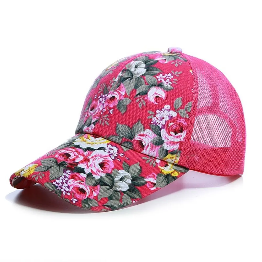 1 PCS Mode Frauen Mädchen Mesh Baseball Kappe Weibliche Floral Gedruckt Hut Outdoor Sport Visier Sonne Kappe Geschenk Eine Größe