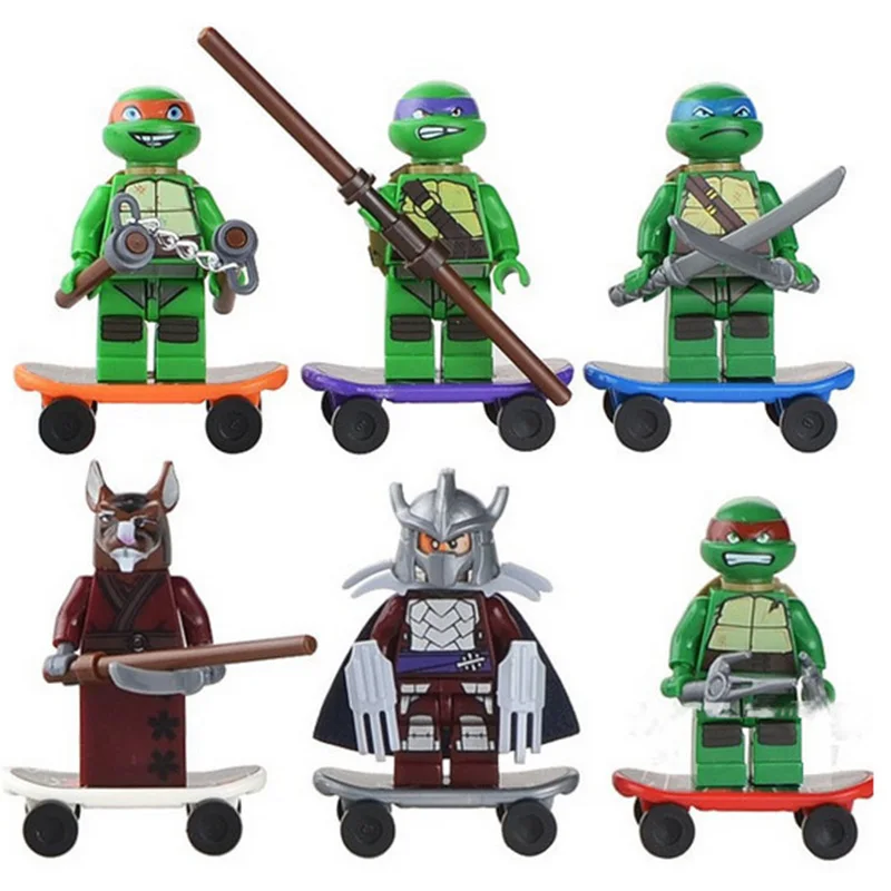 

6Sets Turtles Leonardo Raphael Michelangelo Donatello Model Building Blocks Enlighten Action Figure Toys For Children Compatible