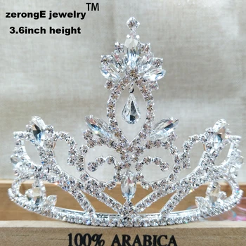 

zerongE jewelry 3.6" pageant dangling crown tiara rhinestone hair jewelry eventy /party single lady decoration crown tiara
