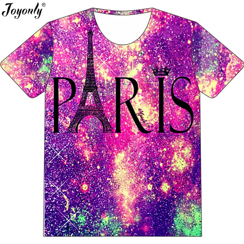 

Joyonly New 2018 Summer Boys/Girl 3D T shirt Colorful Paint Galaxy Paris Kids Funny T-shirt Children Fashion Cool Tshirts 4-20Y