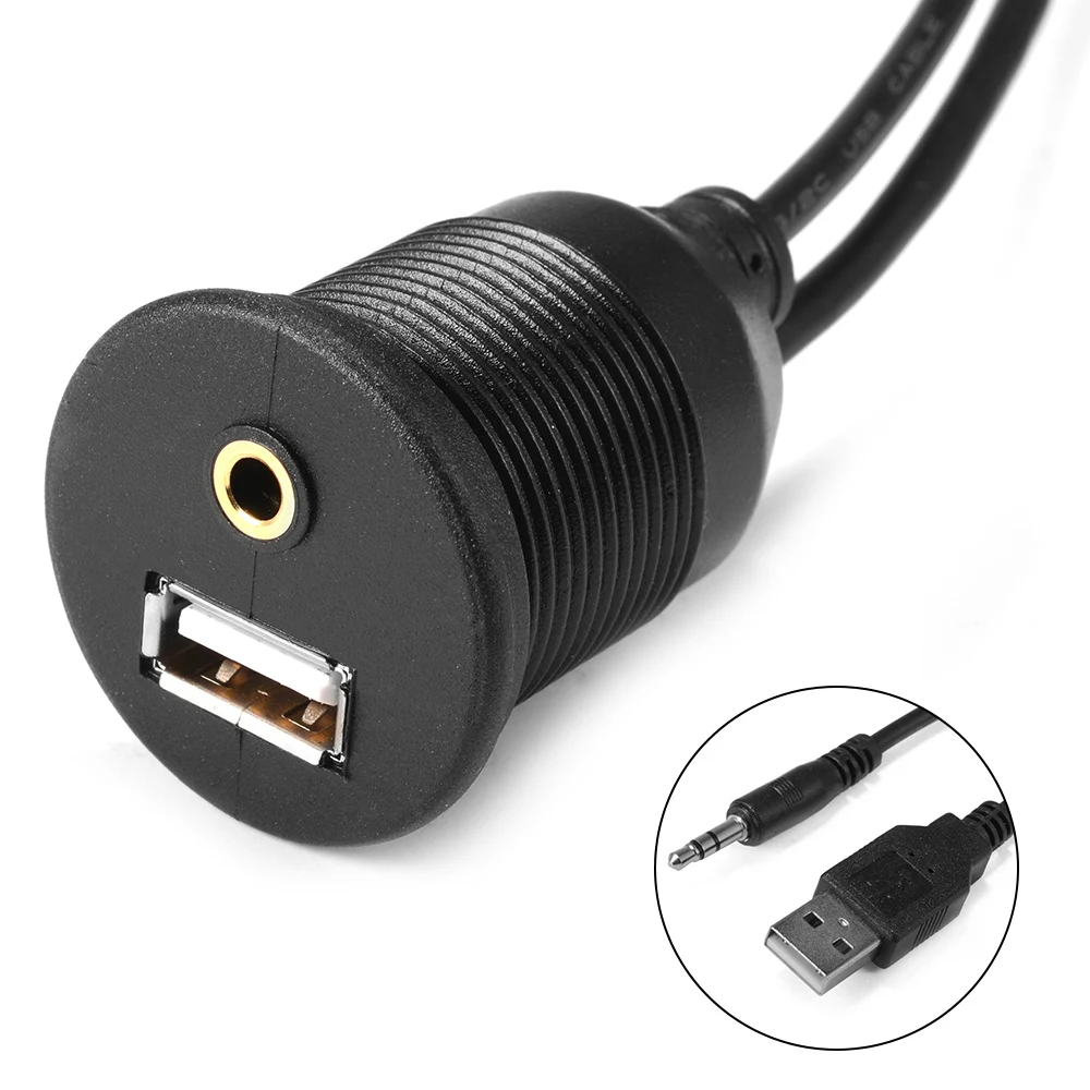 

Extension Cable Car Dashboard Motor USB 2.0 3.5mm M/F AUX Lead Extension Cable 1M black Car Styling Dashboard For Motor CY799