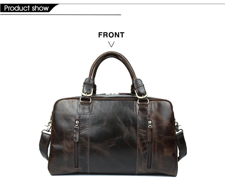 Woosir Herren Vintage Leder Duffel Travel Weekender Tasche
