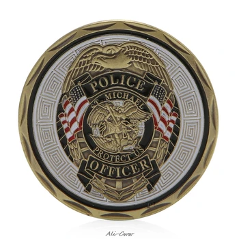 

St Michael Police Officer Badge Patron Saint Commemorative Challenge Coin Art