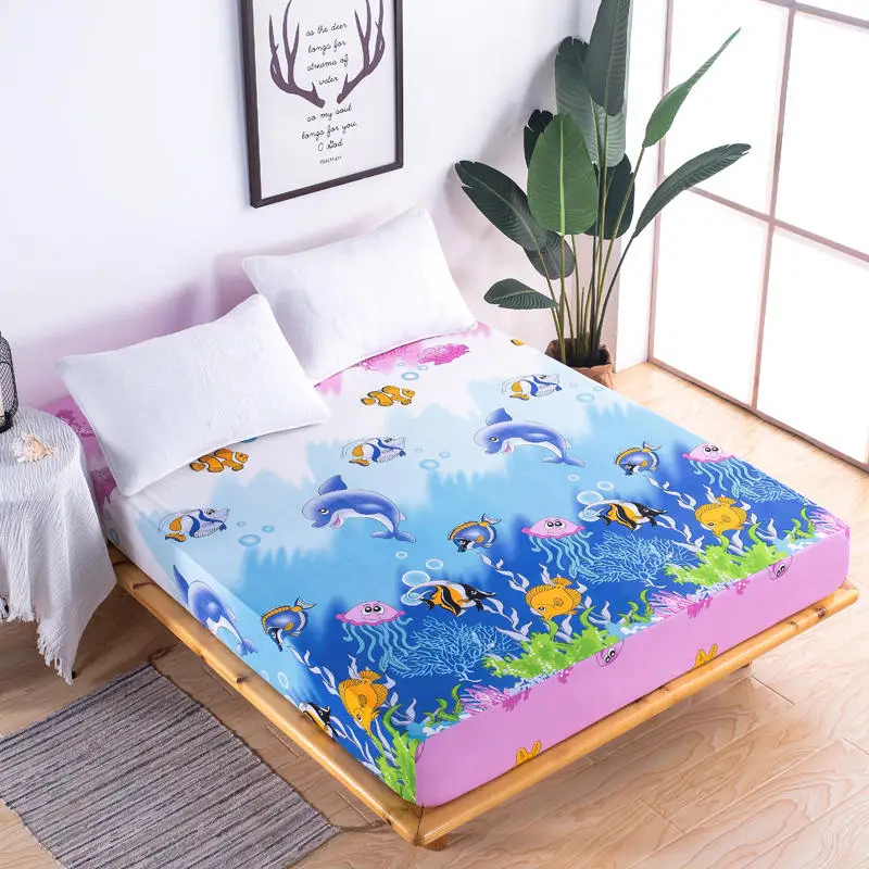

Waterproof Kids Cartoon Printing Bed Mattress Cover Protector Sheet Air-Permeable Home Textile Mattress Cover Grippers Bed Linen