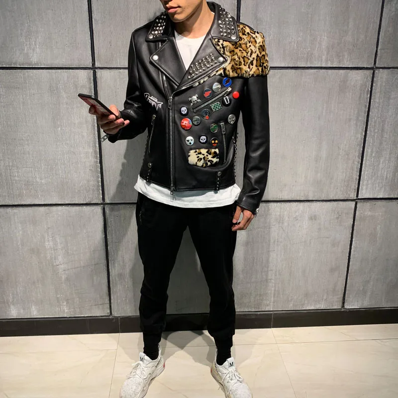 

male leather jacket men's real leather jacket genuine lambskin jacket