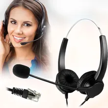 Discount! DOITOP Hands-free Call Center Binaural Headset Headphone With Mic Noise Cancelling 4-Pin RJ9 Crystal Head for Desk Telephone #