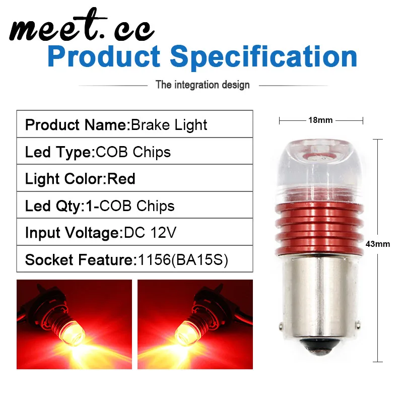 Meet.Cc 2 шт. автомобильный светильник s 12V Led 1156 Ba15S P21W 1157 Bay15D красный мигающий стоп