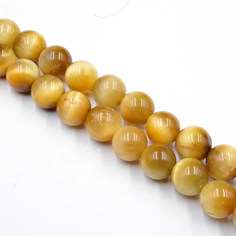Natural Stone Gold Tiger Eye Round Beads Wholesale Loose for Fashion Jewelry Making Accessories 4-12mm DIY | Украшения и
