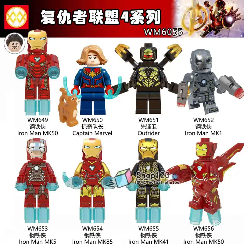 Avengers 4 Endgame Super Heroes Antman Iron Man Thor Hulk War Machine Marvel Building Blocks Toys Kids Gifts