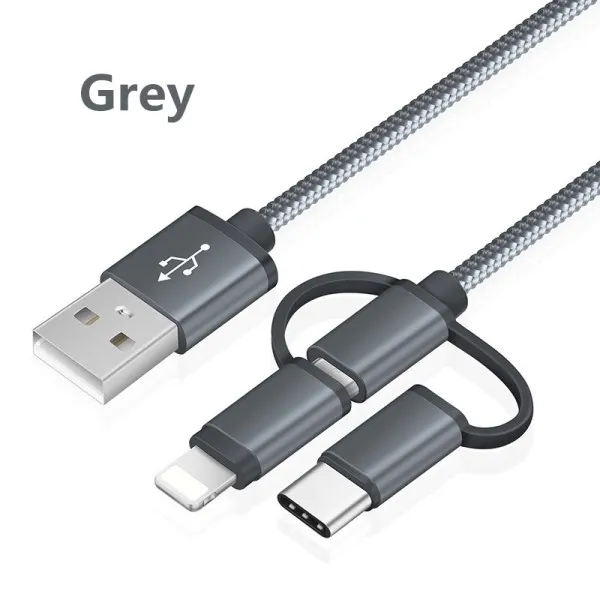 NOHON все в одном Micro usb type C 8 Pin зарядное устройство кабель для передачи данных для iPhone X XS MAX XR кабель для быстрой зарядки USB для samsung Galaxy S9 - Цвет: Серый