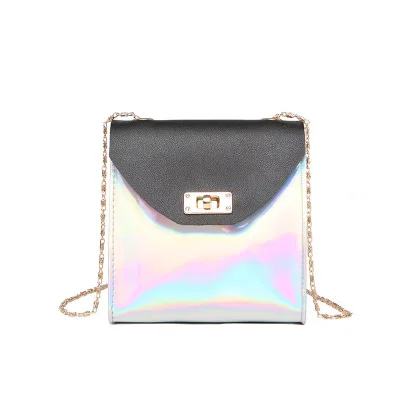 Мода ПВХ клапаном Для женщин Crossbody сумка цепи Посланник Сумка Lady женские блестки