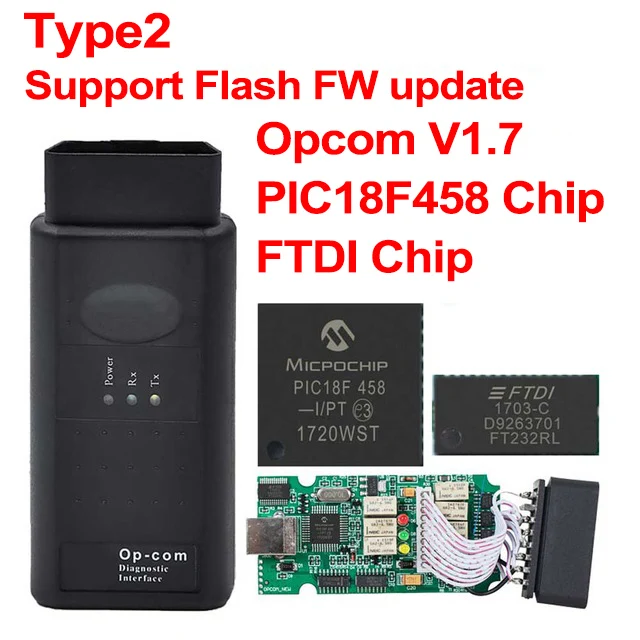 Opcom V1.99 с PIC18F458 FTDI оп-ком V 1,99 OBD 2 автоматический диагностический инструмент для Opel op com CAN BUS V1.70 может быть обновление вспышки - Цвет: Type2 OPCOM V1.70