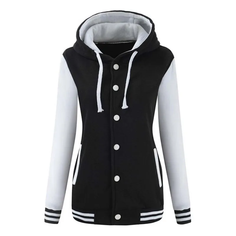 Women's Sweatshirt Winter Warm Baseball Hoodie Streetwear Hoody Sport Sudadera Sweatshirt Overcoat Bluza Damska Dropship L#13 - Цвет: White