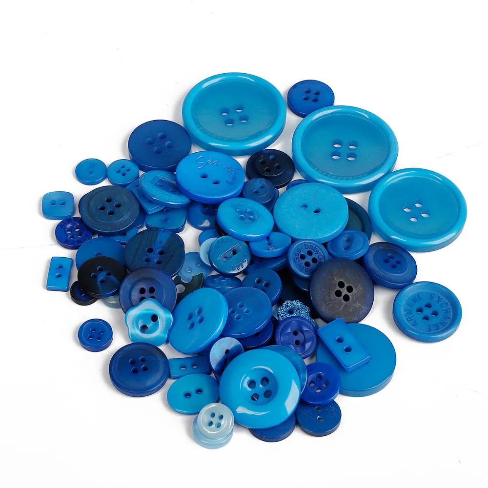

Resin Dark Blue Button 100pcs Random Mixed Sewing on Jacket Shirt Buttons for Handmade Baby Clothing Decoration DIY Scrapbooking