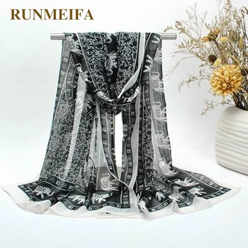

2018 new winter female elephant Print Chiffon Scarf silk georgette major suit factory direct wholesale high quality retro scarf