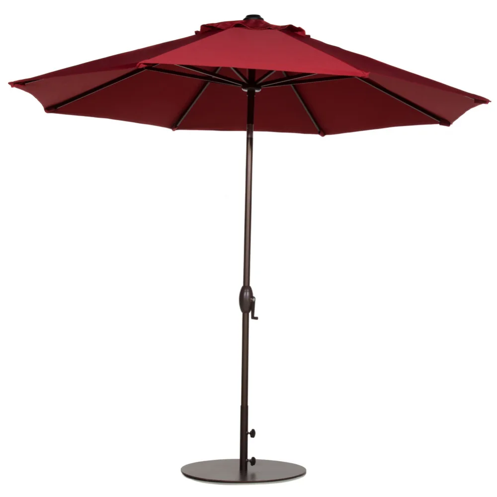 Abba Patio 9-Feet Patio Umbrella with Push Button Tilt and Crank 8 Steel Ribs Red